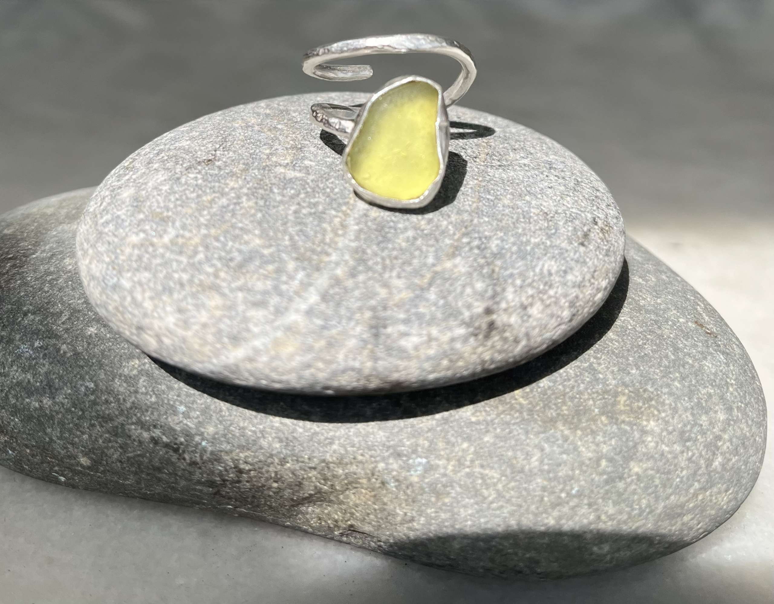 Silver Rings Devon Recycled sterling silver adjustable Devon sea glass ring | Vintage ...
