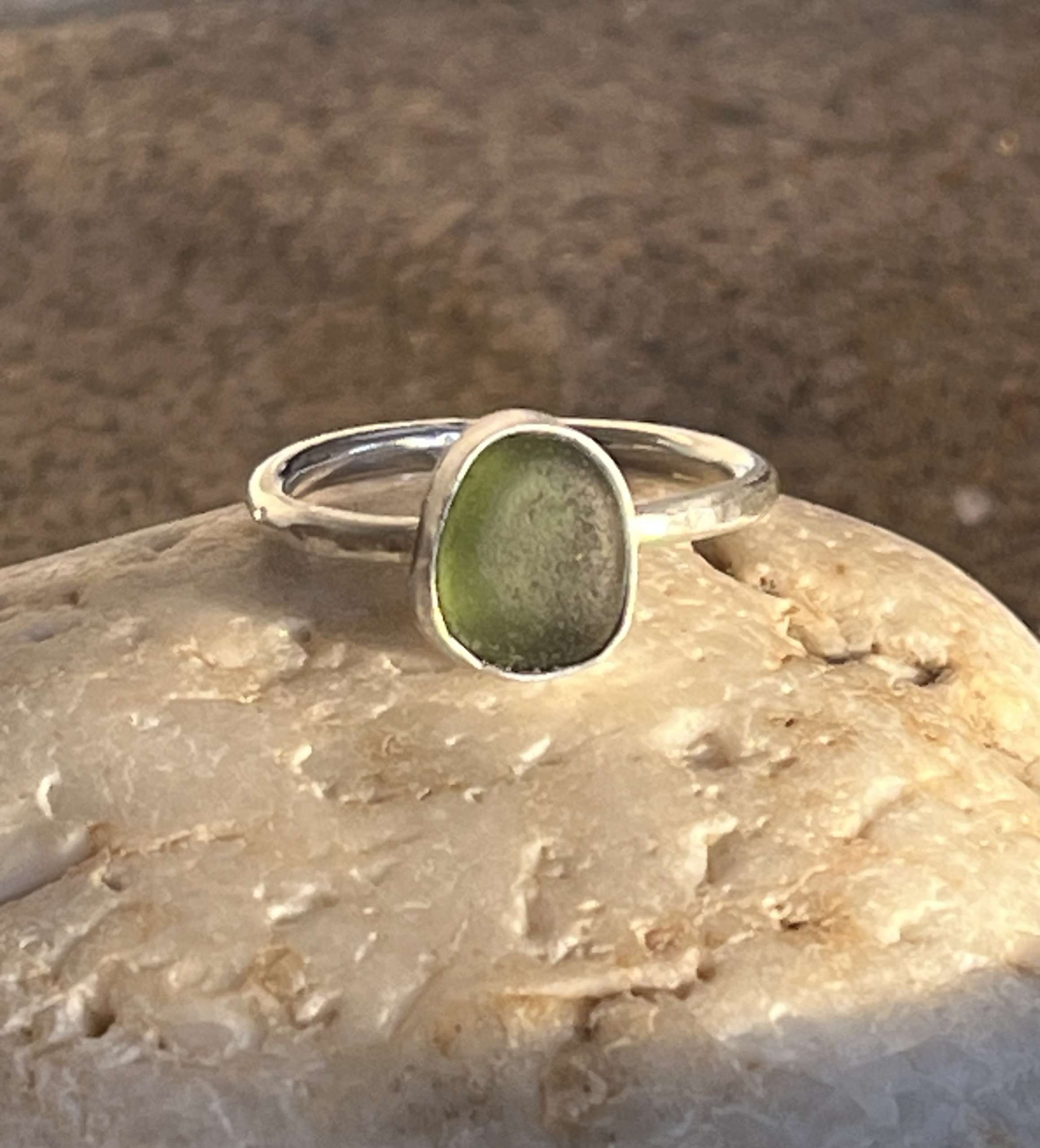 Silver Rings Devon Handmade recycled silver green Devon sea glass ring size P | Vintage ...